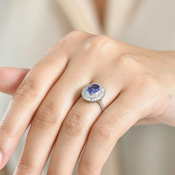 Shop Lc D'Joy AAA Tanzanite Diamond Ring In Rhodium Over Sterling Silver 1.40 Ctw