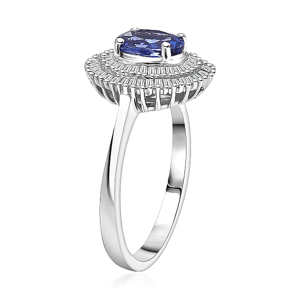 Shop Lc D'Joy AAA Tanzanite Diamond Ring In Rhodium Over Sterling Silver 1.40 Ctw