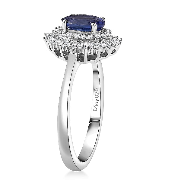 Shop Lc D'Joy AAA Tanzanite Diamond Ring In Rhodium Over Sterling Silver 1.10 Ctw