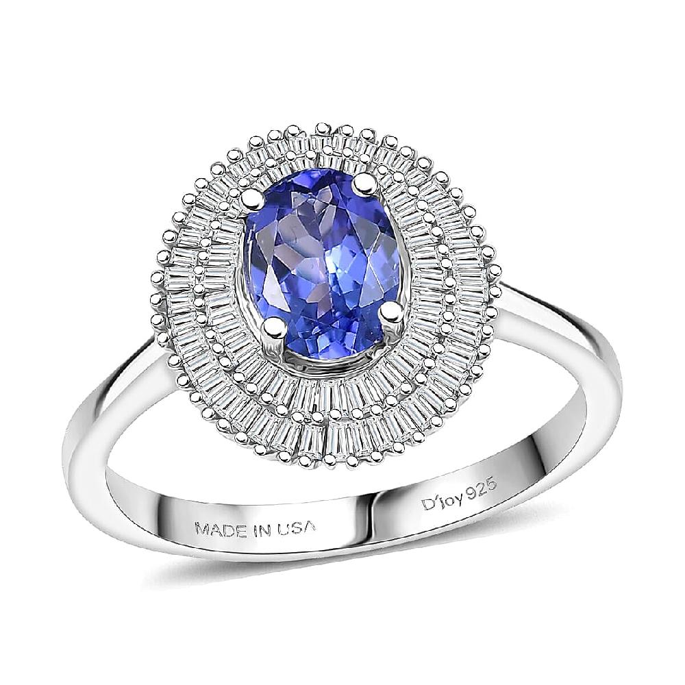 shop lc D'Joy AAA Tanzanite Diamond Ring in Rhodium Over Sterling Silver 1.40 ctw
