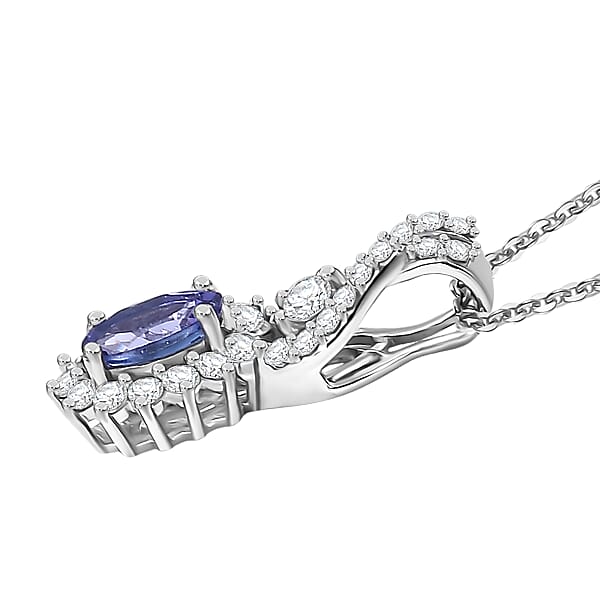 Shop Lc D'Joy AAA Tanzanite Moissanite Pendant Necklace In Rhodium Over Sterling Silver 0.85 Ctw (20 Inches)