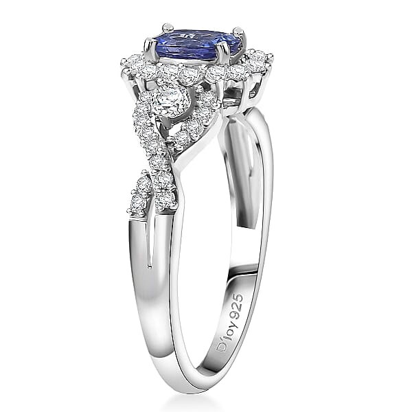 Shop Lc D'Joy AAA Tanzanite Moissanite Ring In Rhodium Over Sterling Silver 1.00 Ctw