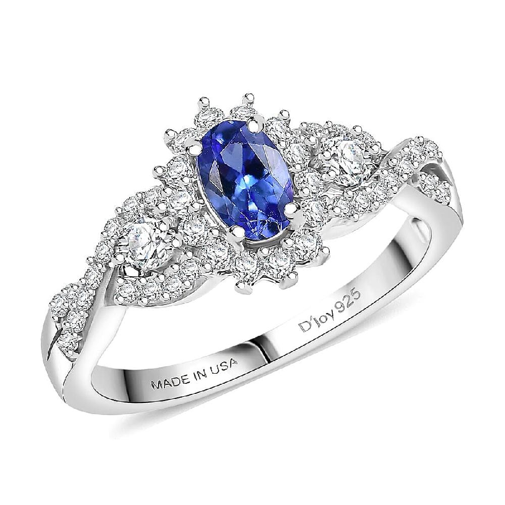 shop lc D'Joy AAA Tanzanite Moissanite Ring in Rhodium Over Sterling Silver 1.00 ctw