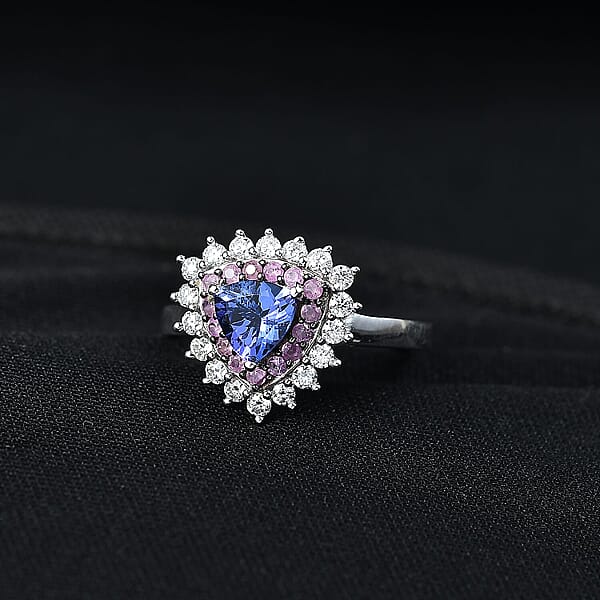 Shop Lc D'Joy AAA Tanzanite Multi Gemstone Ring In Rhodium Over Sterling Silver 1.60 Ctw