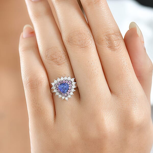 Shop Lc D'Joy AAA Tanzanite Multi Gemstone Ring In Rhodium Over Sterling Silver 1.60 Ctw