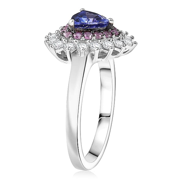 Shop Lc D'Joy AAA Tanzanite Multi Gemstone Ring In Rhodium Over Sterling Silver 1.60 Ctw