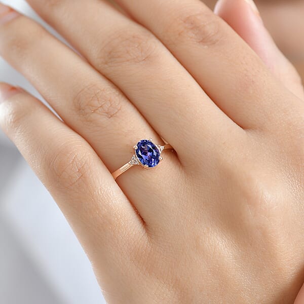 Shop Lc D'Joy AAA Tanzanite Natural Pink Diamond Ring In 18K Vermeil RG Over Sterling Silver 1.10 Ctw