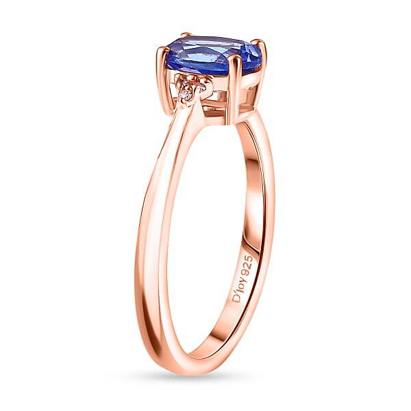 Shop Lc D'Joy AAA Tanzanite Natural Pink Diamond Ring In 18K Vermeil RG Over Sterling Silver 1.10 Ctw