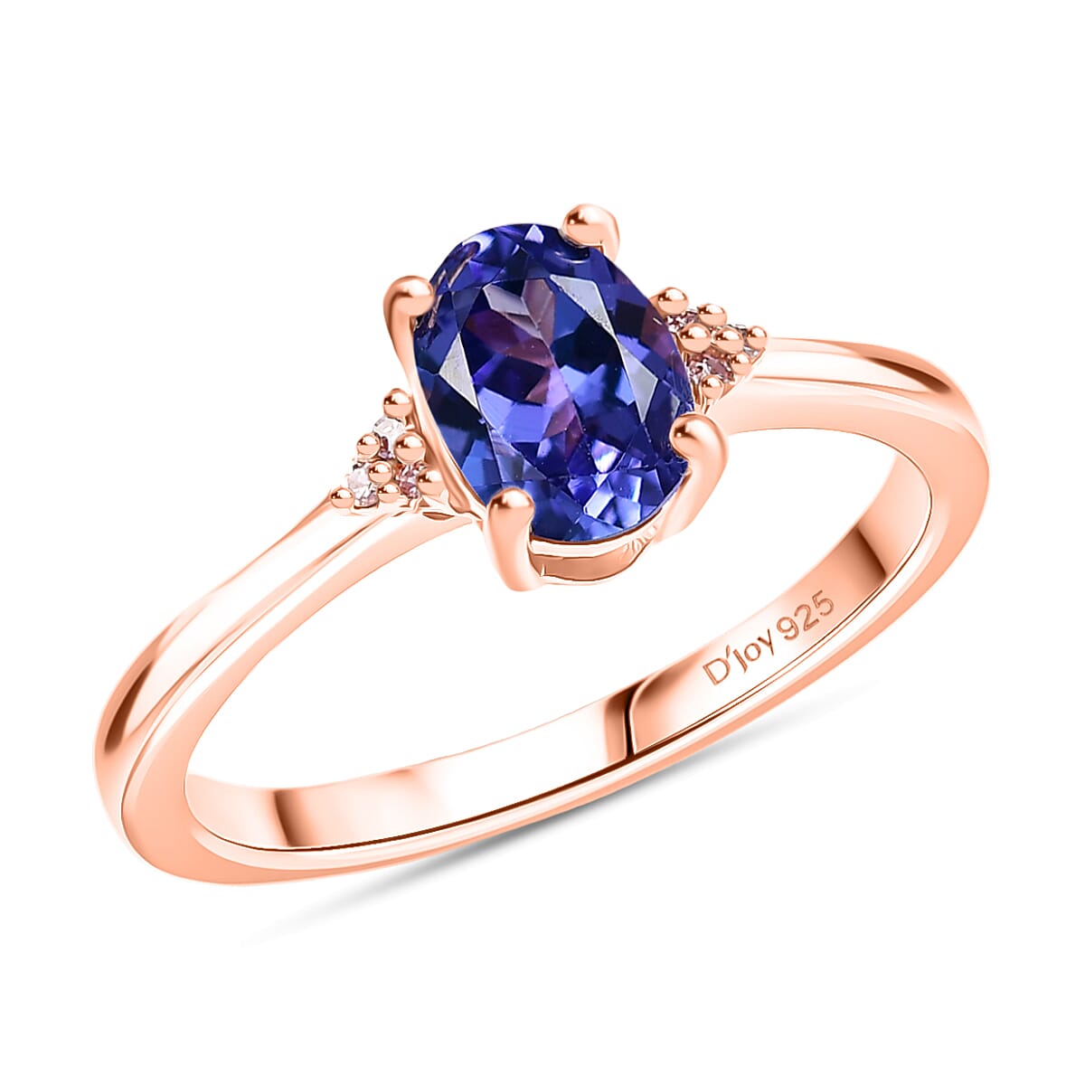 shop lc D'Joy AAA Tanzanite Natural Pink Diamond Ring in 18K Vermeil RG Over Sterling Silver 1.10 ctw