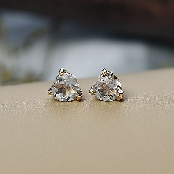 Shop Lc D'Joy AAA Turkizite 1.90 Ctw Solitaire Stud Earrings In 18K Vermeil Yellow Gold Over Sterling Silver