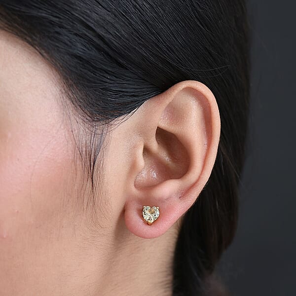 Shop Lc D'Joy AAA Turkizite 1.90 Ctw Solitaire Stud Earrings In 18K Vermeil Yellow Gold Over Sterling Silver