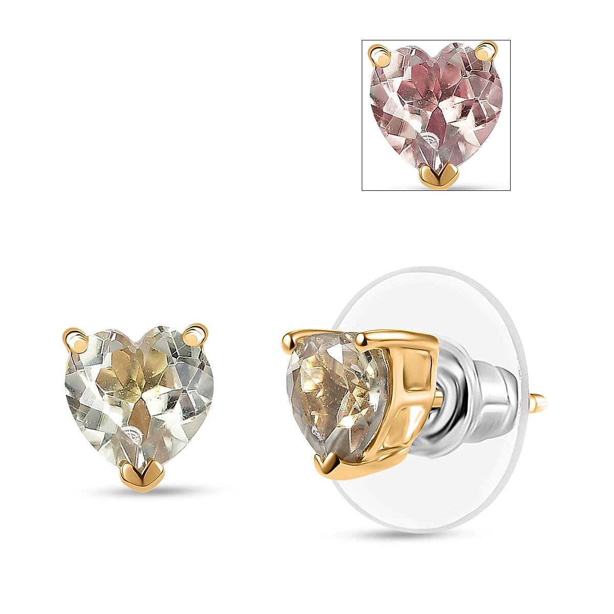 shop lc D'Joy AAA Turkizite 1.90 ctw Solitaire Stud Earrings in 18K Vermeil Yellow Gold Over Sterling Silver