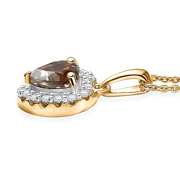Shop Lc D'Joy AAA Turkizite And Moissanite 1.75 Ctw Everlasting Heart Pendant Necklace In 18K Vermeil Yellow Gold Over Sterling Silver 20 Inches