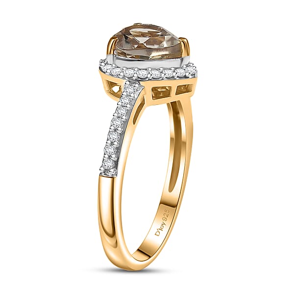 Shop Lc D'Joy AAA Turkizite Moissanite Heart Ring In 18K Vermeil YG Over Sterling Silver 1.85 Ctw