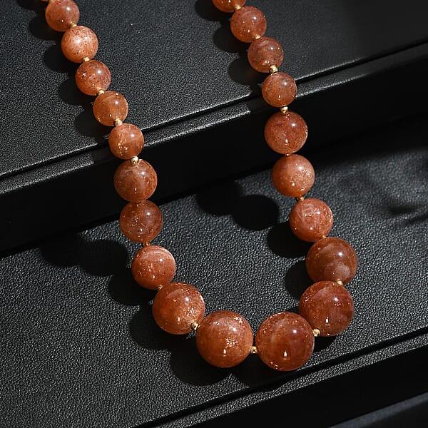 Shop Lc D'Joy AAAA RARE FIND Golden Sunstone 200.00 Ctw Goldon Glow Beaded Necklace In 18K Vermeil Yellow Gold Over Sterling Silver 18-20 Inches