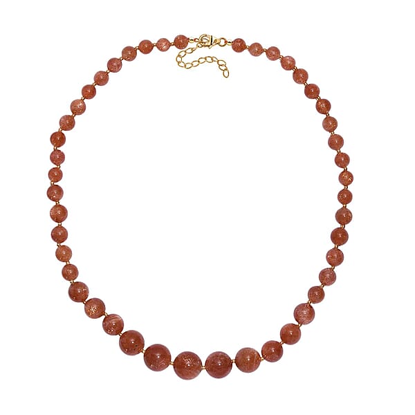 Shop Lc D'Joy AAAA RARE FIND Golden Sunstone 200.00 Ctw Goldon Glow Beaded Necklace In 18K Vermeil Yellow Gold Over Sterling Silver 18-20 Inches