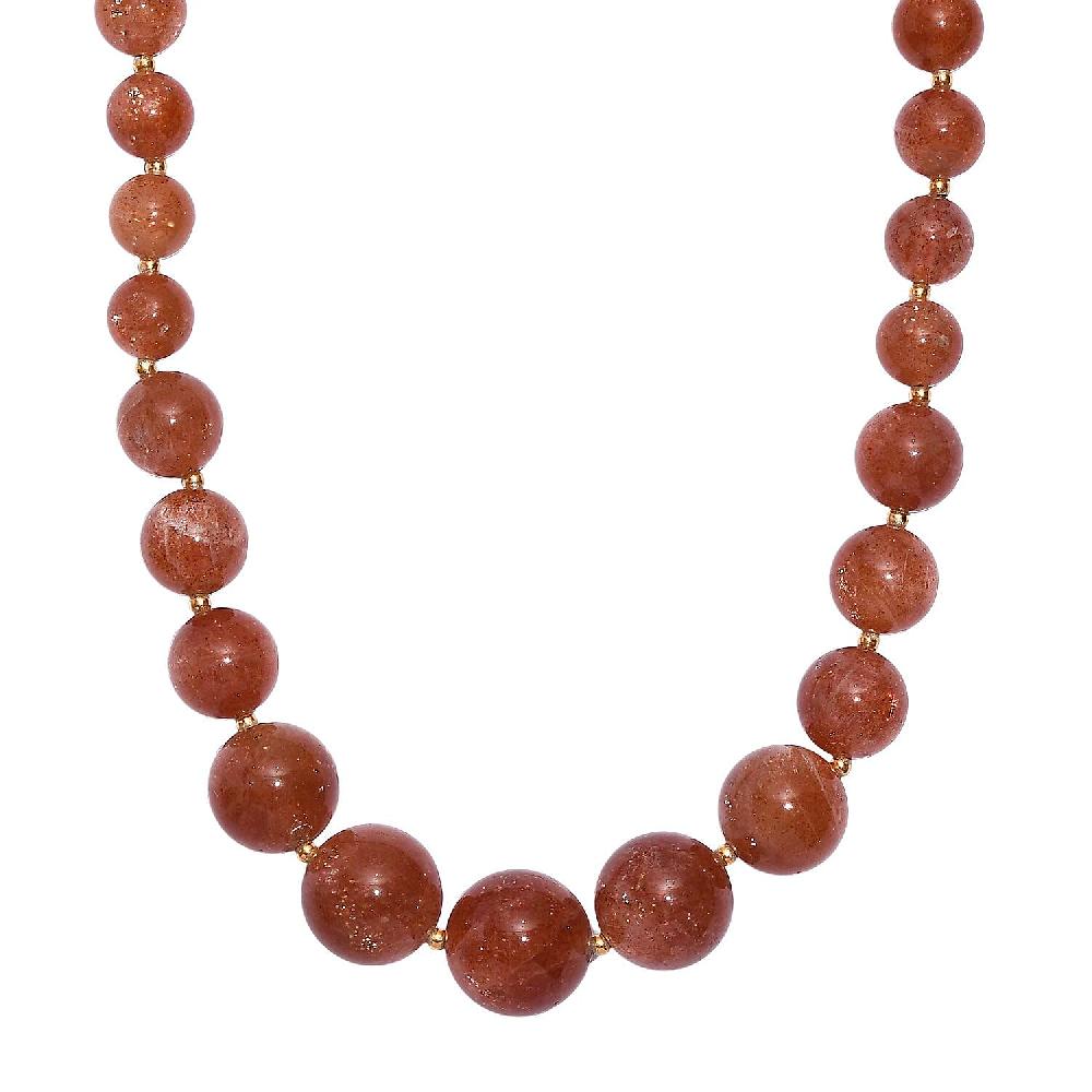 shop lc D'Joy AAAA RARE FIND Golden Sunstone 200.00 ctw Goldon Glow Beaded Necklace in 18K Vermeil Yellow Gold Over Sterling Silver 18-20 Inches