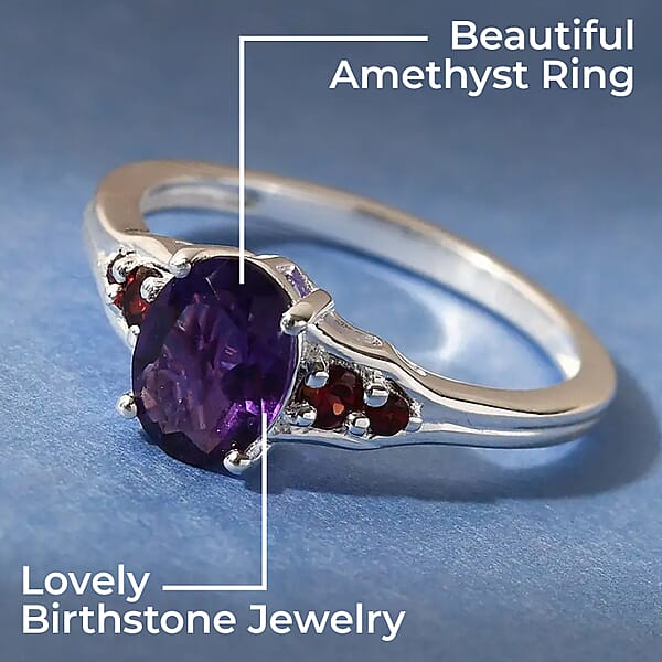 Shop Lc D'Joy African Amethyst And Mozambique Garnet 1.40 Ctw Ring In Sterling Silver