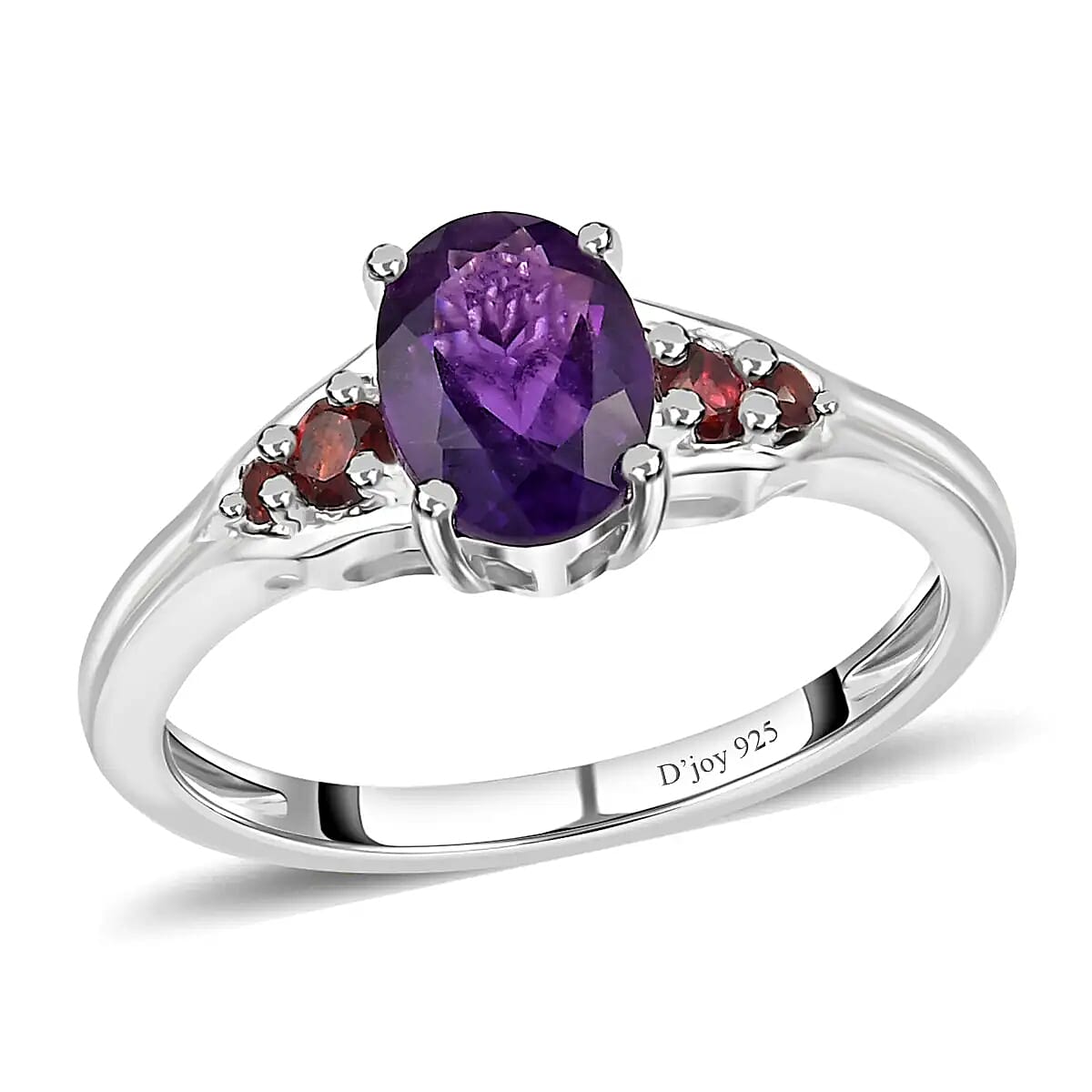 shop lc D'Joy African Amethyst and Mozambique Garnet 1.40 ctw Ring in Sterling Silver