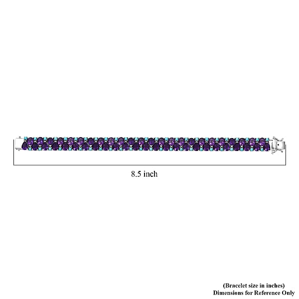 Shop Lc D'Joy African Amethyst And Sleeping Beauty Turquoise 34 Ctw Mystic Oasis Bracelet In Rhodium Over Sterling Silver (8.00 In)