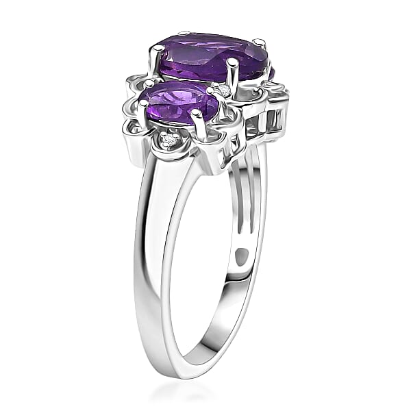 Shop Lc D'Joy African Amethyst And White Zircon 2.60 Ctw Ring In Platinum Over Sterling Silver