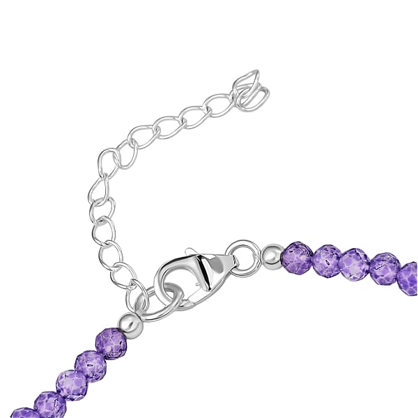 Shop Lc D'Joy African Amethyst Beaded Bracelet In Sterling Silver (6.50-8.00In) 10.90 Ctw