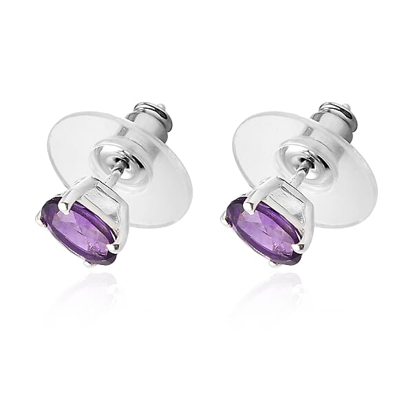 Shop Lc D'Joy African Amethyst Stud Earrings In Sterling Silver 1.50 Ctw
