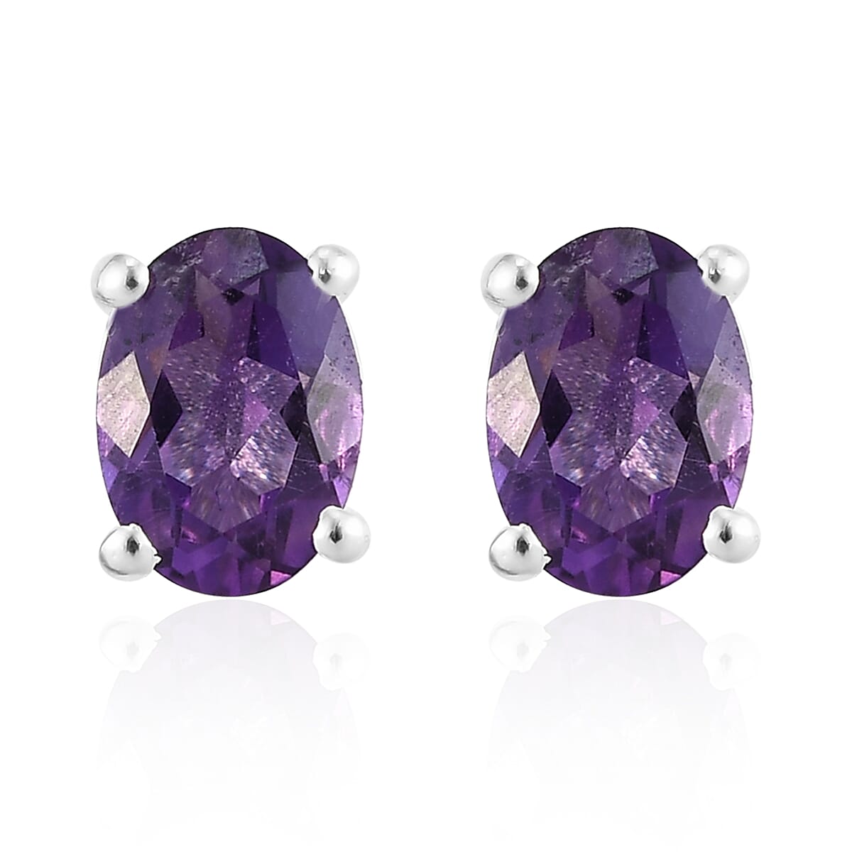 shop lc D'Joy African Amethyst Stud Earrings in Sterling Silver 1.50 ctw