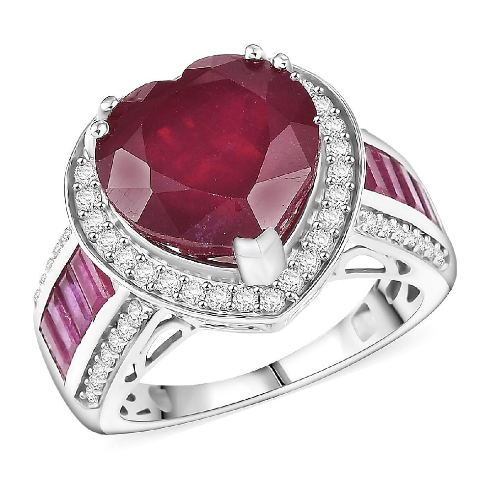 shop lc D'Joy African Ruby Moissanite Royal Legacy Ring in Rhodium Over Sterling Silver 11.50 ctw