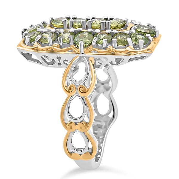 Shop Lc D'Joy Ambanja Demantoid Garnet 3.40 Ctw Art Deco Ring In 18K Vermeil YG And Rhodium Over Sterling Silver