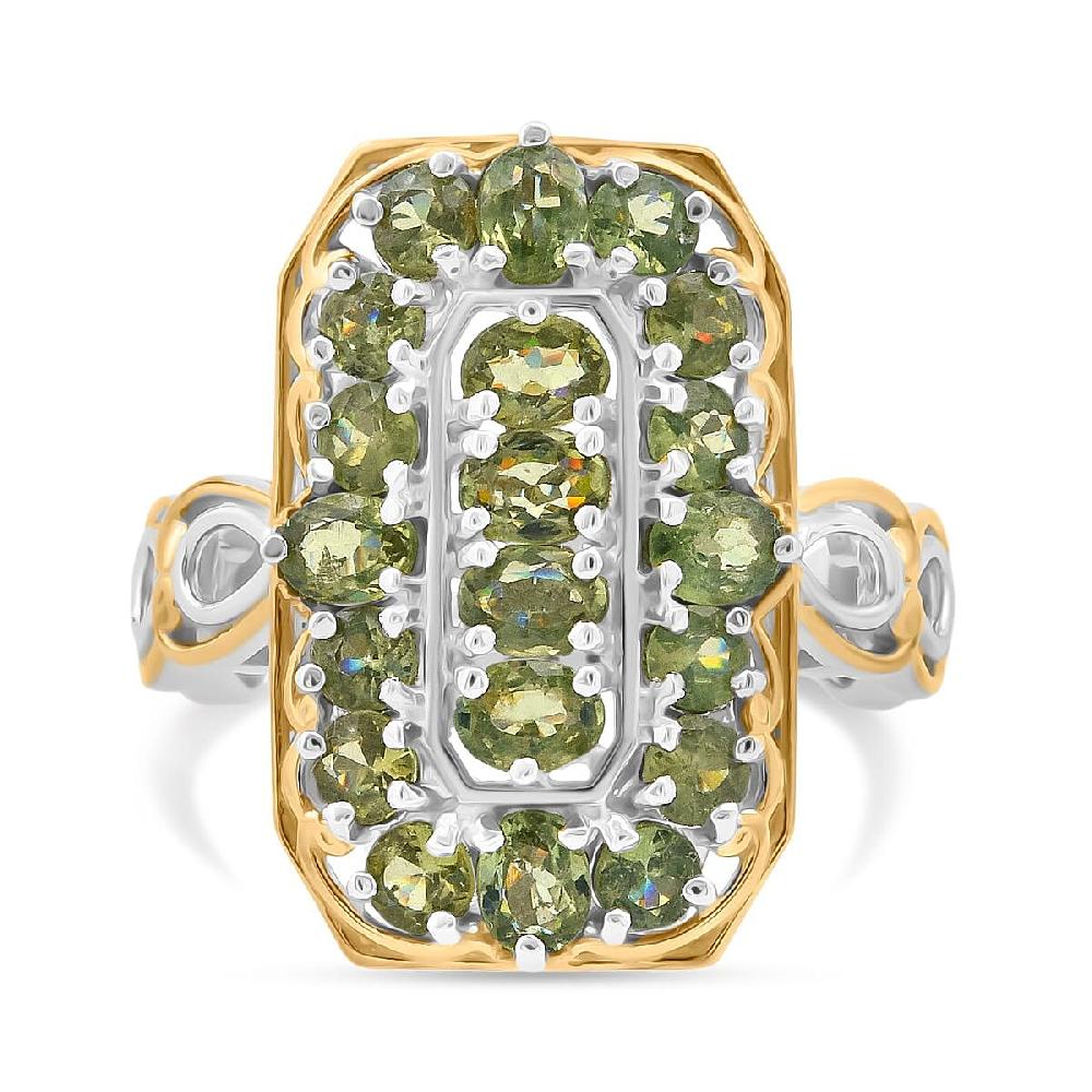 shop lc D'Joy Ambanja Demantoid Garnet 3.40 ctw Art Deco Ring in 18K Vermeil YG and Rhodium Over Sterling Silver