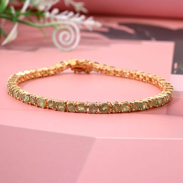 Shop Lc D'Joy Ambanja Demantoid Garnet 8.35 Ctw Evergreen Elegance Bracelet In 18K Vermeil Yellow Gold Over Sterling Silver (6.50 In)