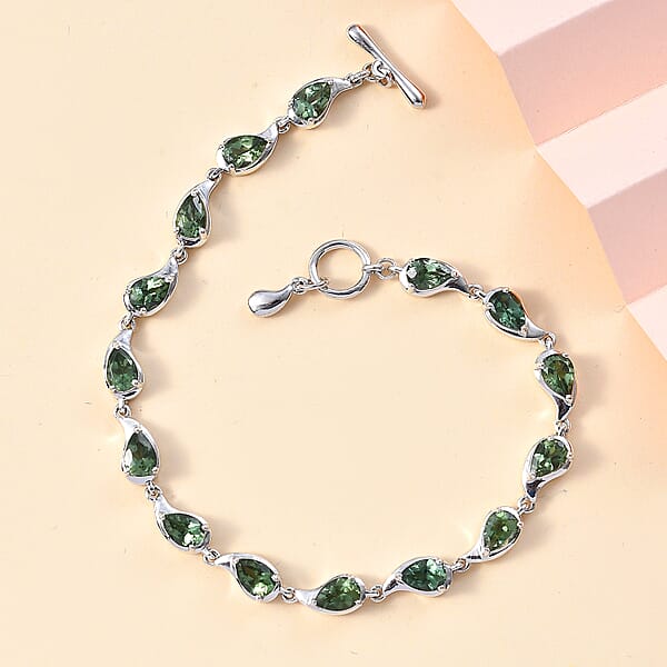 Shop Lc D'Joy Andranomaro Green Apatite Raindrop Bracelet In Rhodium Over Sterling Silver (7.25 In) 7.25 Ctw