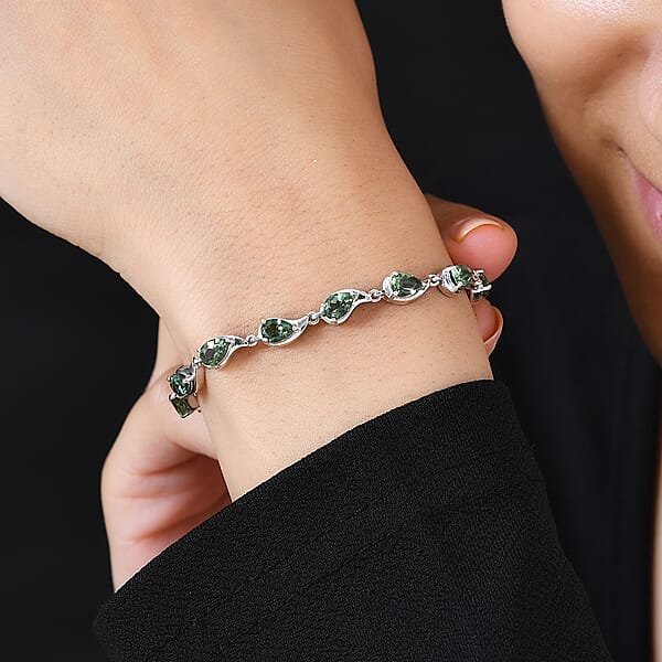 Shop Lc D'Joy Andranomaro Green Apatite Raindrop Bracelet In Rhodium Over Sterling Silver (7.25 In) 7.25 Ctw