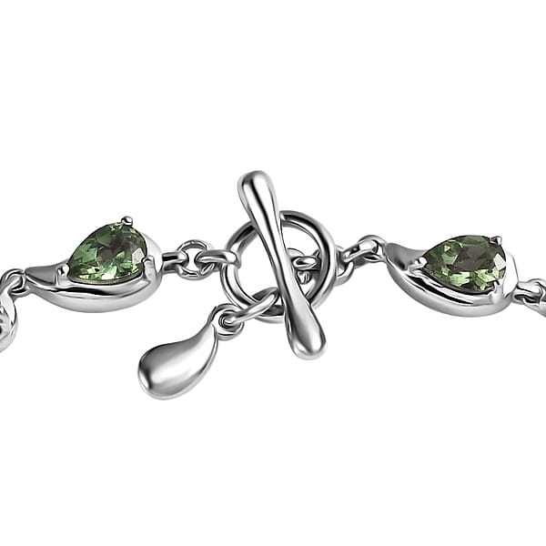 Shop Lc D'Joy Andranomaro Green Apatite Raindrop Bracelet In Rhodium Over Sterling Silver (7.25 In) 7.25 Ctw