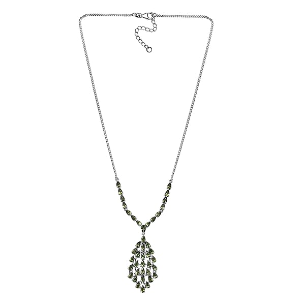 Shop Lc D'Joy Andranomaro Green Apatite Waterfall Necklace 18-20 Inches In Rhodium Over Sterling Silver 10.40 Ctw