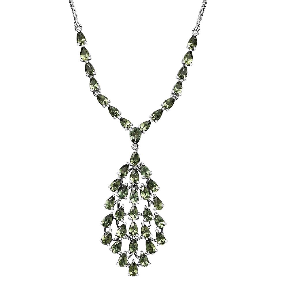shop lc D'Joy Andranomaro Green Apatite Waterfall Necklace 18-20 Inches in Rhodium Over Sterling Silver 10.40 ctw