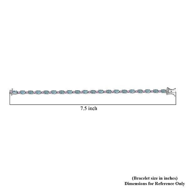 Shop Lc D'Joy Aqua Kyanite And Madagascar Pink Sapphire 12.40 Ctw Water Bubbles Bracelet In Rhodium Over Sterling Silver (7.25 In)