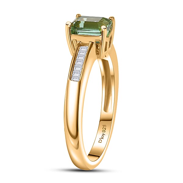 Shop Lc D'Joy Arquiana Mint Tourmaline Diamond Ring In 18K Vermeil YG Over Sterling Silver 1.25 Ctw