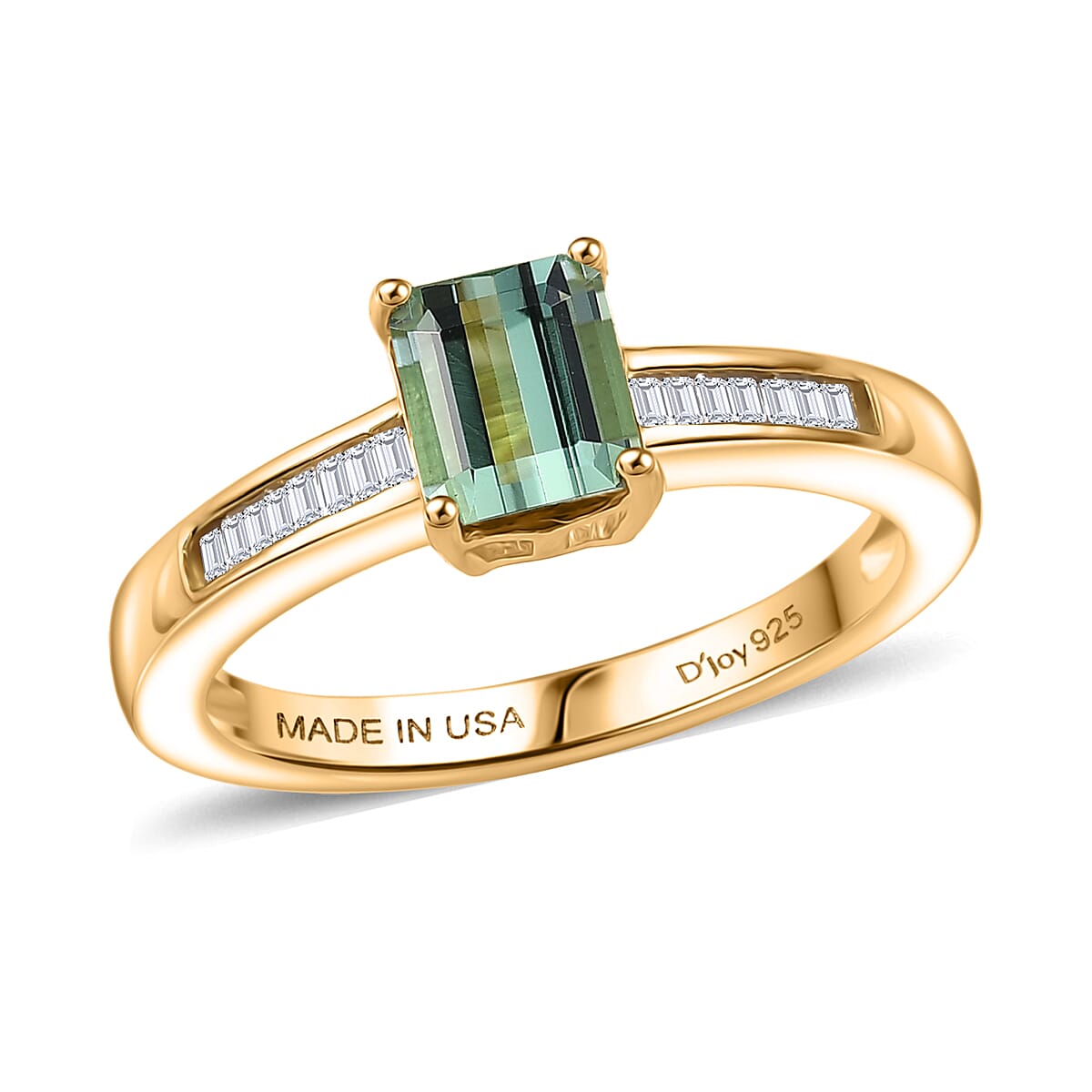 shop lc D'Joy Arquiana Mint Tourmaline Diamond Ring in 18K Vermeil YG Over Sterling Silver 1.25 ctw