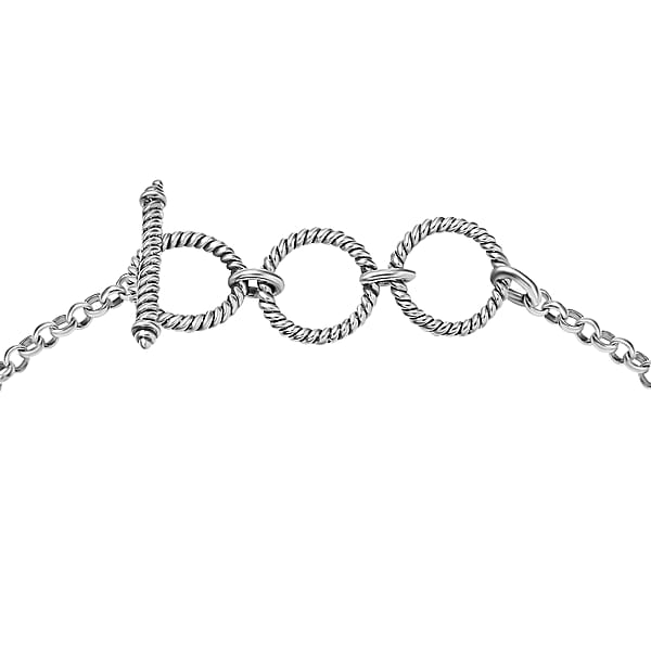 Shop Lc D'Joy Artisan Crafted Blue Horizon Turquoise And White Buffalo 15.80 Ctw Toggle Clasp Bracelet In Black Oxidized Sterling Silver (6.50-8.0In) (7.25 In)