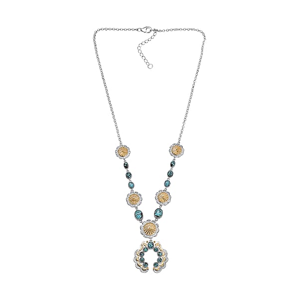 Shop Lc D'Joy Artisan Crafted Blue Moon Turquoise 5.95 Ctw Native American Concho Necklace In 18K YG And Rhodium Over Sterling Silver 18 Inches