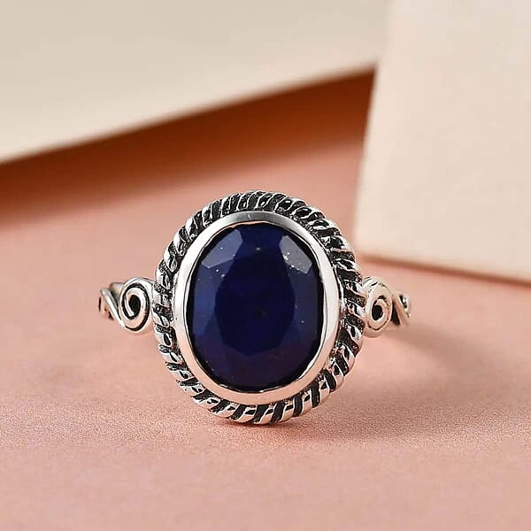 Shop Lc D'Joy Artisan Crafted Lapis Lazuli 3.00 Ctw Solitaire Ring In Sterling Silver