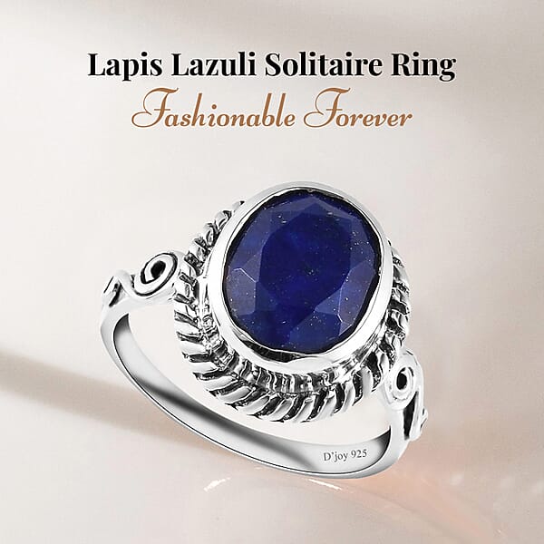 Shop Lc D'Joy Artisan Crafted Lapis Lazuli 3.00 Ctw Solitaire Ring In Sterling Silver