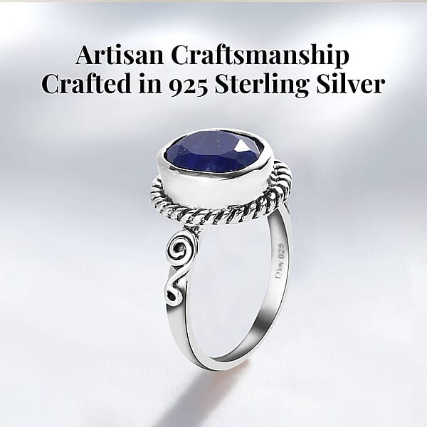 Shop Lc D'Joy Artisan Crafted Lapis Lazuli 3.00 Ctw Solitaire Ring In Sterling Silver