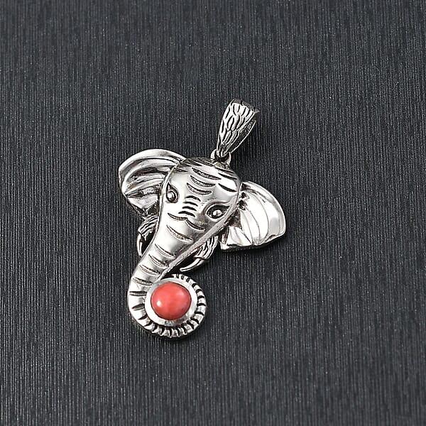 Shop Lc D'Joy Artisan Crafted Oregon Peach Opal 0.40 Ctw Elephant Pendant Without Chain In Sterling Silver