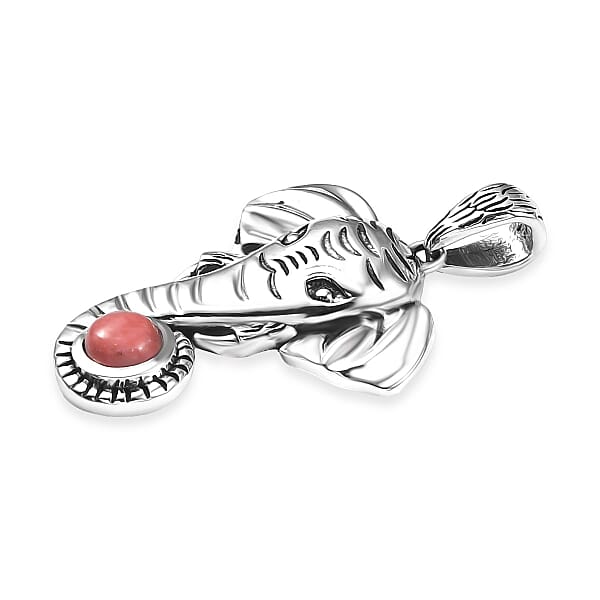 Shop Lc D'Joy Artisan Crafted Oregon Peach Opal 0.40 Ctw Elephant Pendant Without Chain In Sterling Silver