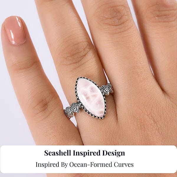 Shop Lc D'Joy Artisan Crafted Pink Natrolite 6.30 Ctw Seashell Ring In Sterling Silver