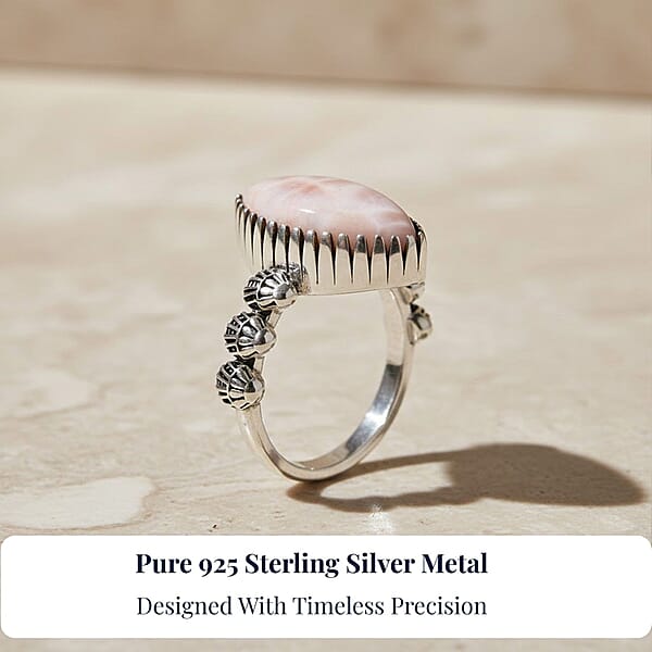 Shop Lc D'Joy Artisan Crafted Pink Natrolite 6.30 Ctw Seashell Ring In Sterling Silver