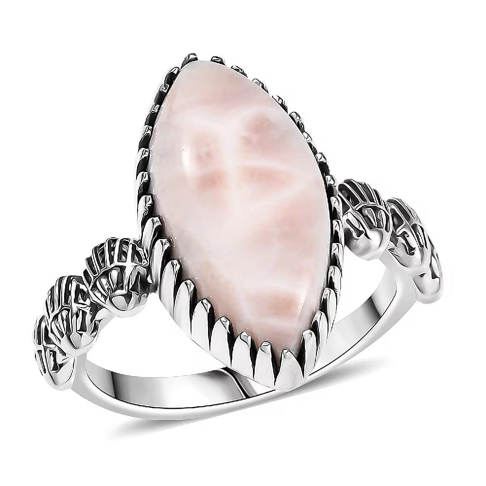 shop lc D'Joy Artisan Crafted Pink Natrolite 6.30 ctw Seashell Ring in Sterling Silver